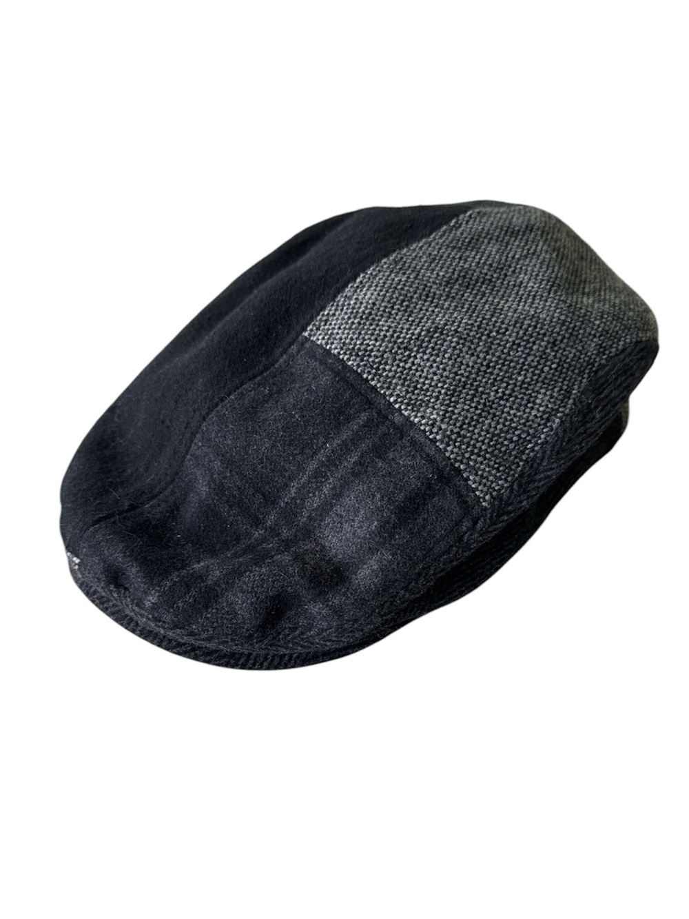 Free Authority Gray Black Plaid Wool Tweed Patchwork Flat Cap